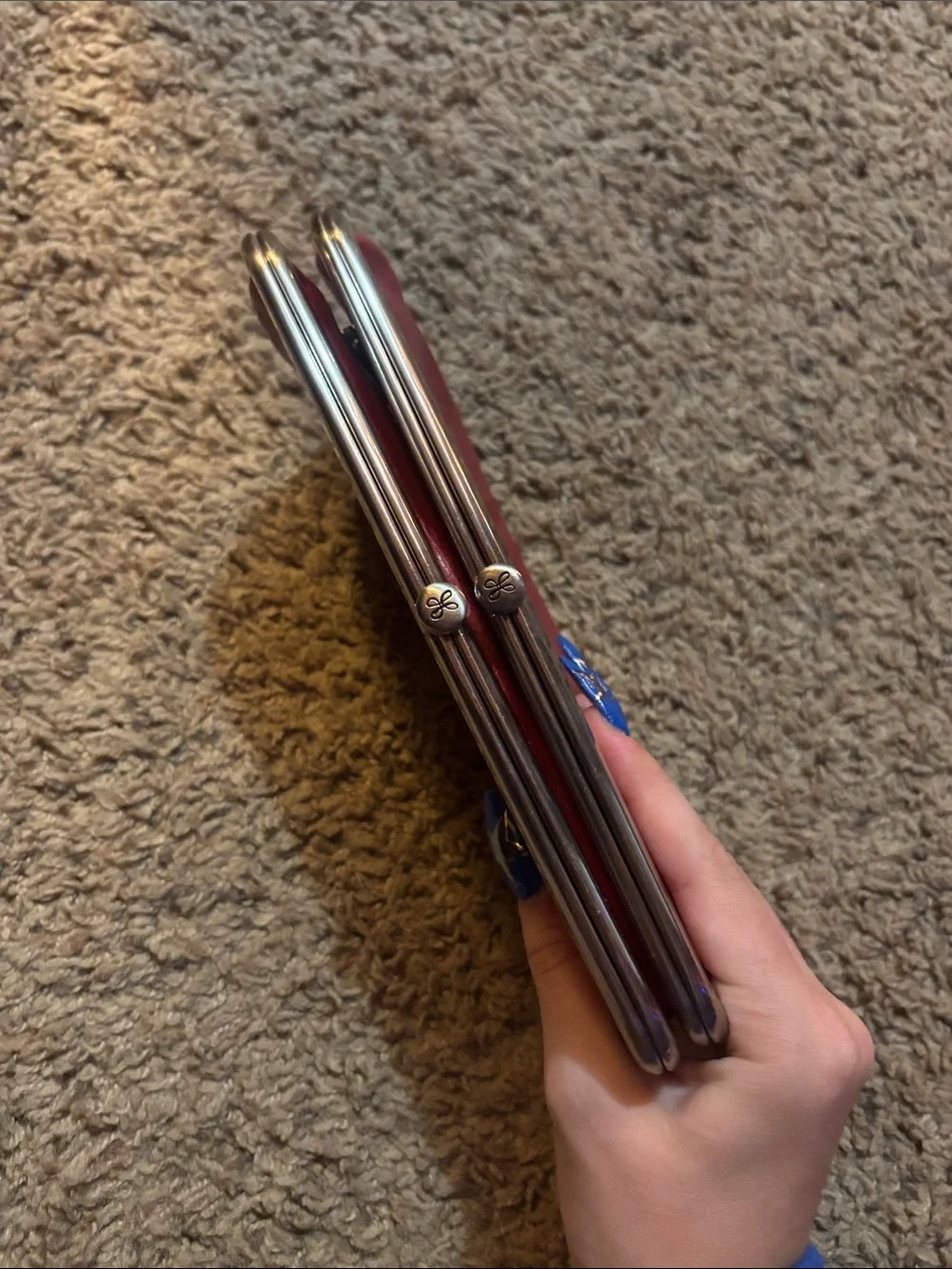 HOBO Red Leather Frame Clutch with Metal Kiss-Lock